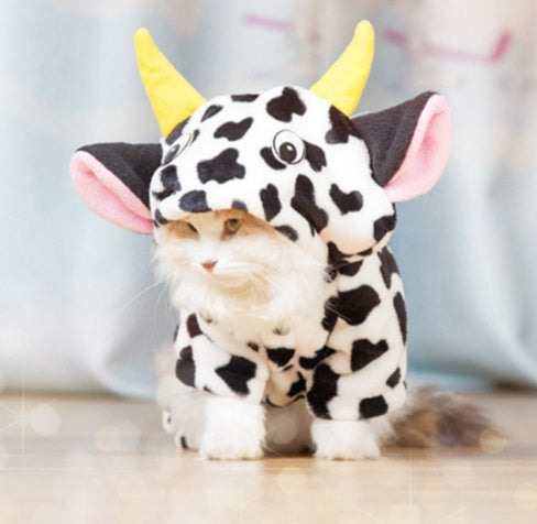 Nouveau Manteau Chaud Chien Chat Déguisement Vache Sweat à Capuche Vêtements Pull Hiver Vêtements pour Chat Combinaison Vache