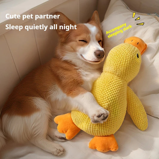 Jouet en Peluche pour Animaux de Compagnie, Canard Apaisant pour Chien, Jouets en Peluche Canard, Jouet à Mâcher Couineur pour Chiot, Jouet Oreiller à Mâcher pour le Nettoyage des Dents des Animaux de Compagnie, Fournitures pour Animaux de Compagnie