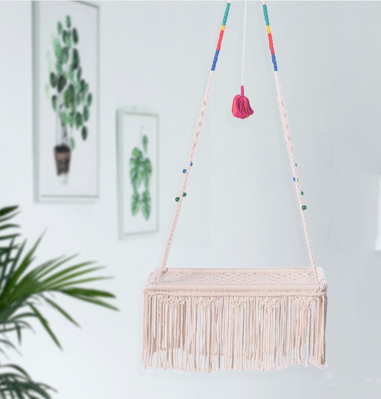 Balancelle pour chat en macramé, lit suspendu pour animal de compagnie en corde de coton