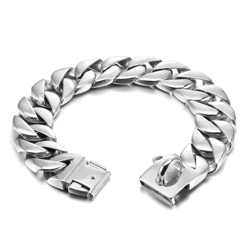 Collier pour chien renforcé en acier inoxydable et acier titane de 42 mm de largeur