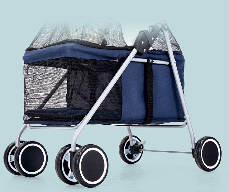 Poussette pour animaux de compagnie pliable légère pour chat, chien, lapin, installation facile, chariot