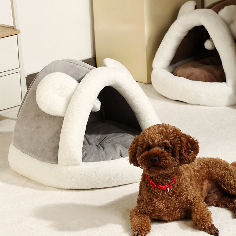 Tente de lit en forme de caverne pour chats et petits chiens, lit de tente pour chat auto-chauffant, cabane pour chat, lit confortable pour animaux de compagnie