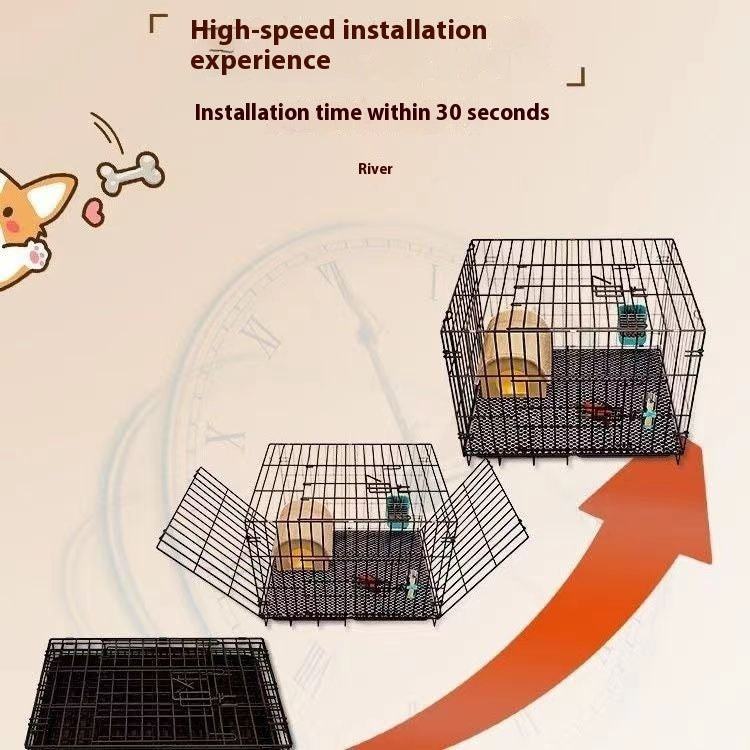 Cage pour petit chien, niche pour chiot, cage pour chat avec bac à litière séparé, taille moyenne