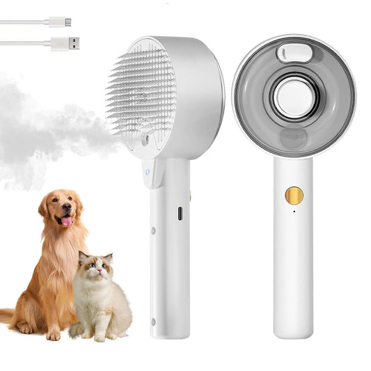 Brosse à vapeur pour chats contre la perte de poils, peigne à défurrer, brosse de toilettage pour chats d'intérieur, brosse à vapeur pour chats à poils longs ou courts et chiens, spray de massage et nettoyage pour animaux de compagnie