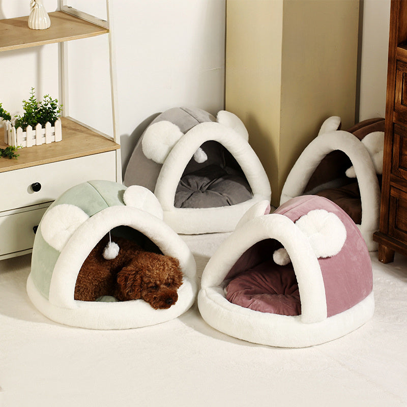 Tente de lit en forme de caverne pour chats et petits chiens, lit de tente pour chat auto-chauffant, cabane pour chat, lit confortable pour animaux de compagnie