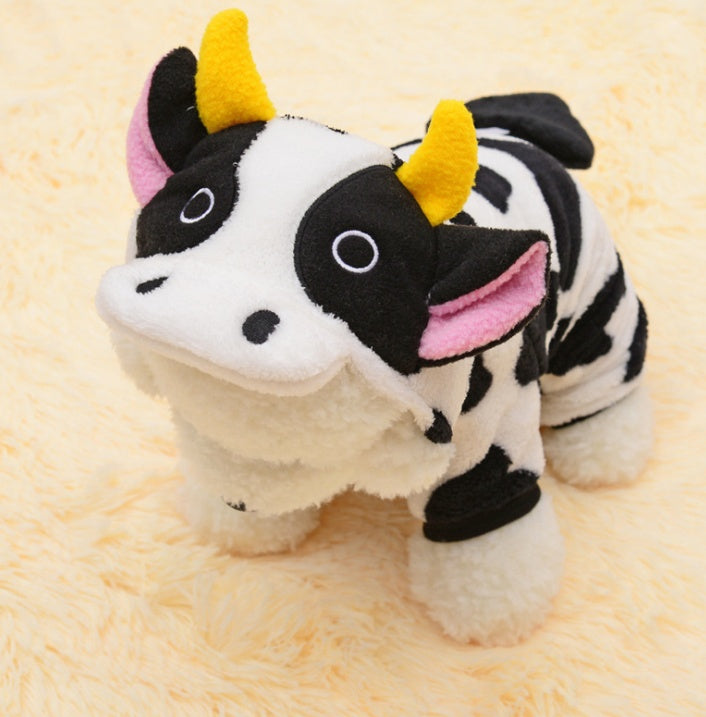 Nouveau Manteau Chaud Chien Chat Déguisement Vache Sweat à Capuche Vêtements Pull Hiver Vêtements pour Chat Combinaison Vache