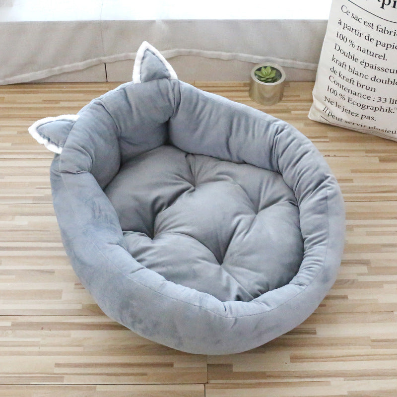 Coussin de lit pour animal de compagnie épais à dossier haut avec motif cartoon