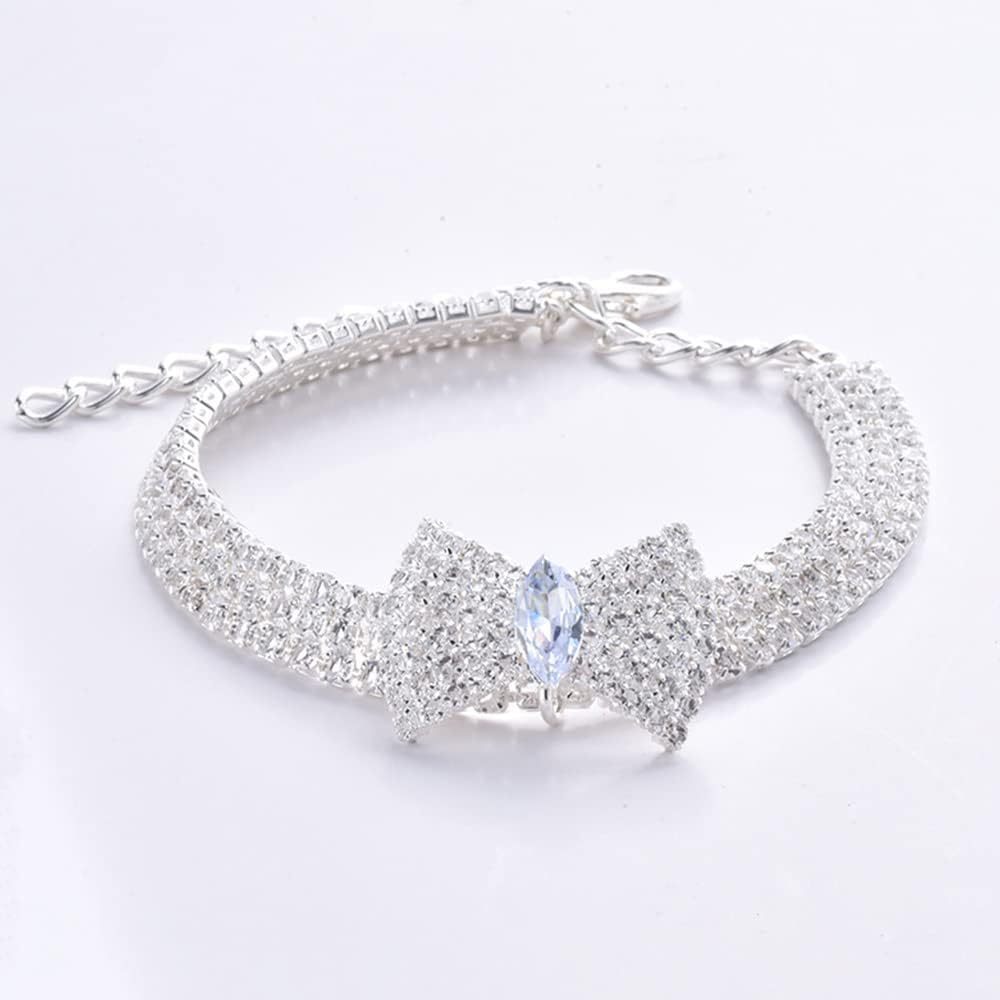 Collier pour animal avec diamant, nœud en cristal réglable pour mariage, collier pour chat et chien, accessoire de décoration pour petit et moyen animal