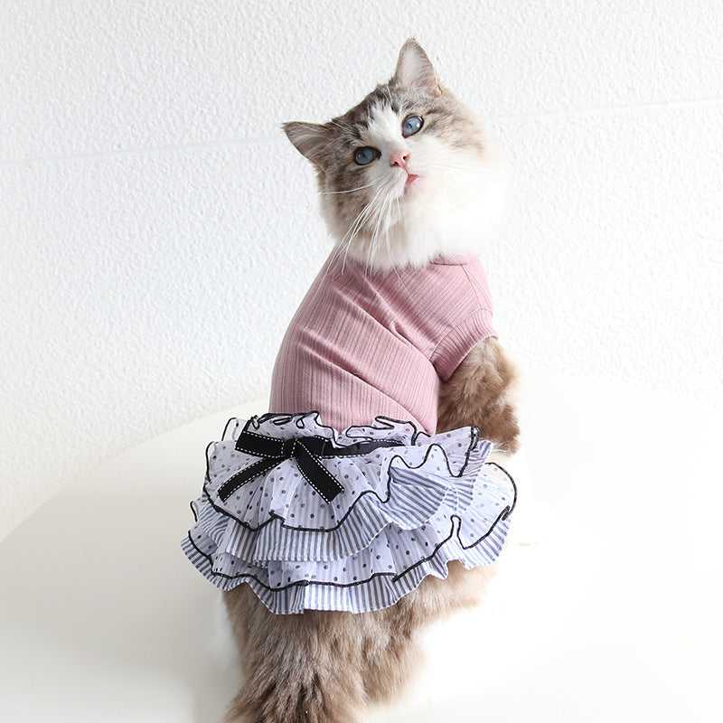 Robe de gâteau en dentelle à pois pour animaux de compagnie