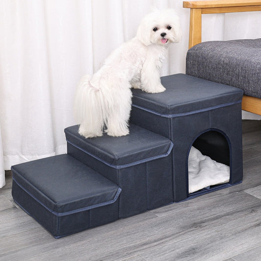 Cage chenil multifonctionnelle, escaliers pour chiens, lit supérieur, canapé, rampe pour chiots, fournitures pour animaux de compagnie