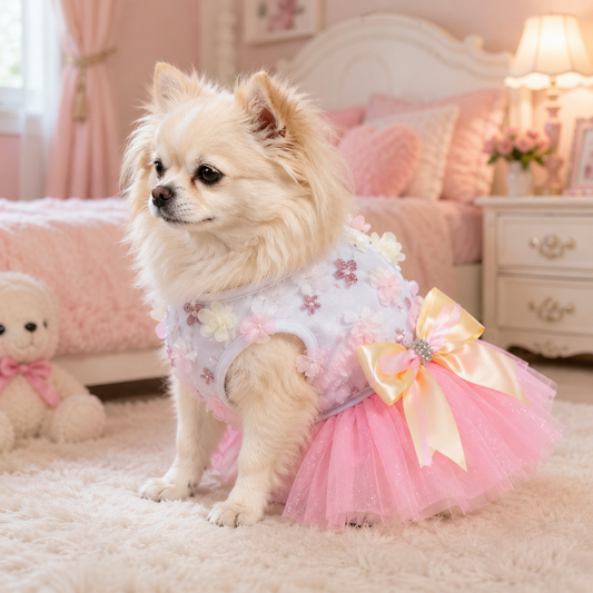 Jupe pour chien princesse tutu printemps-été robe Teddy en maille fine vêtements d'été pour chien