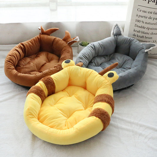 Coussin de lit pour animal de compagnie épais à dossier haut avec motif cartoon