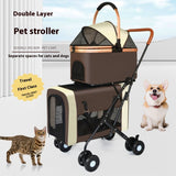 Double-layer Portable Outdoor Separated Pet Stroller