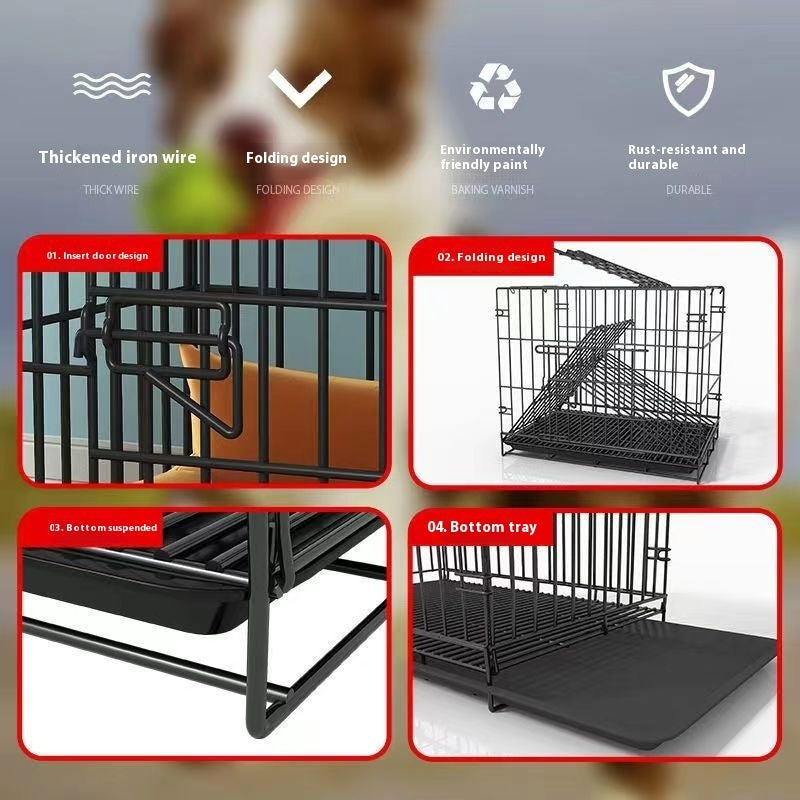 Cage pour petit chien, niche pour chiot, cage pour chat avec bac à litière séparé, taille moyenne