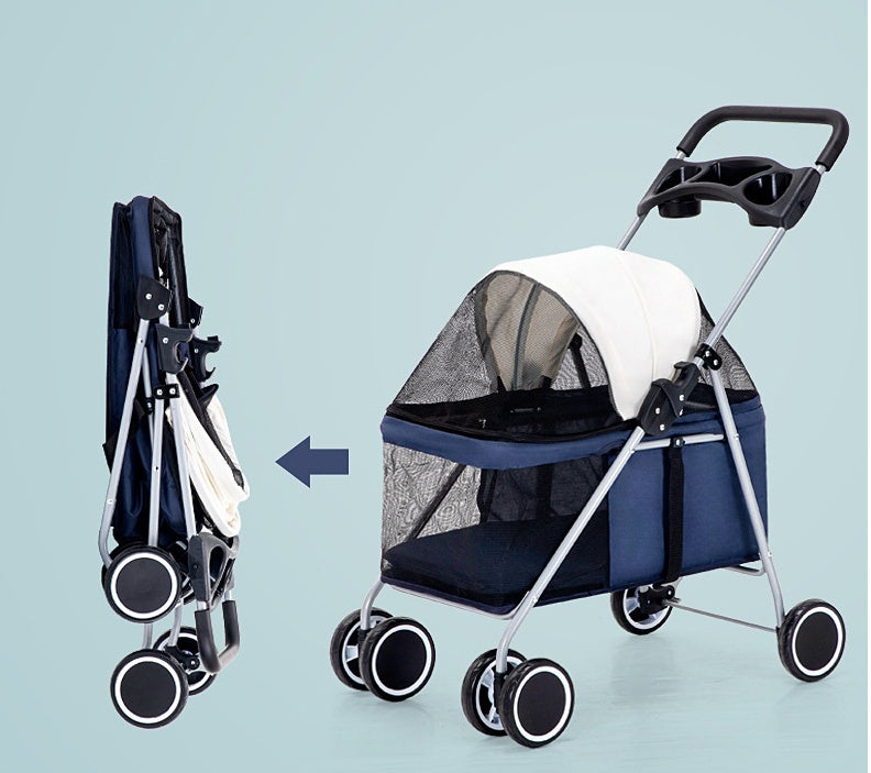 Poussette pour animaux de compagnie pliable légère pour chat, chien, lapin, installation facile, chariot