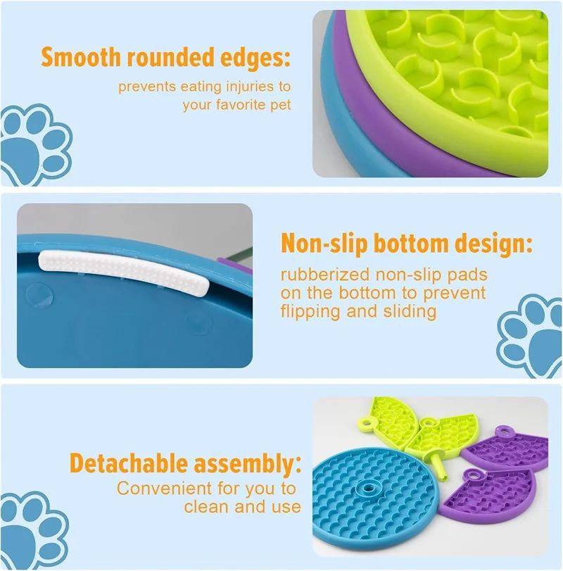 Gamelle Lente pour Chien avec Puzzle 3 Niveaux Anti-étouffement Antidérapante Mangeoire Lente Interactif pour Chiot Accessoires pour Animaux de Compagnie