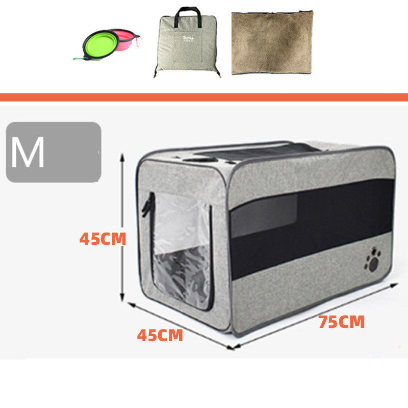 Sac de transport pour animaux de compagnie portable, sac pliable en tissu, cage de transport de voyage pour animaux de compagnie avec fermetures éclair de sécurité verrouillables