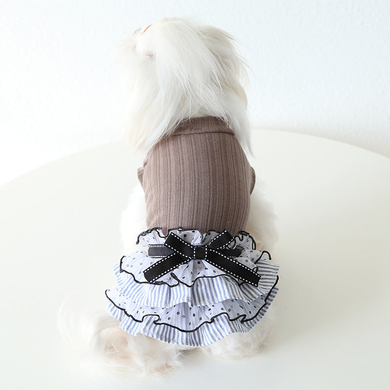 Robe de gâteau en dentelle à pois pour animaux de compagnie