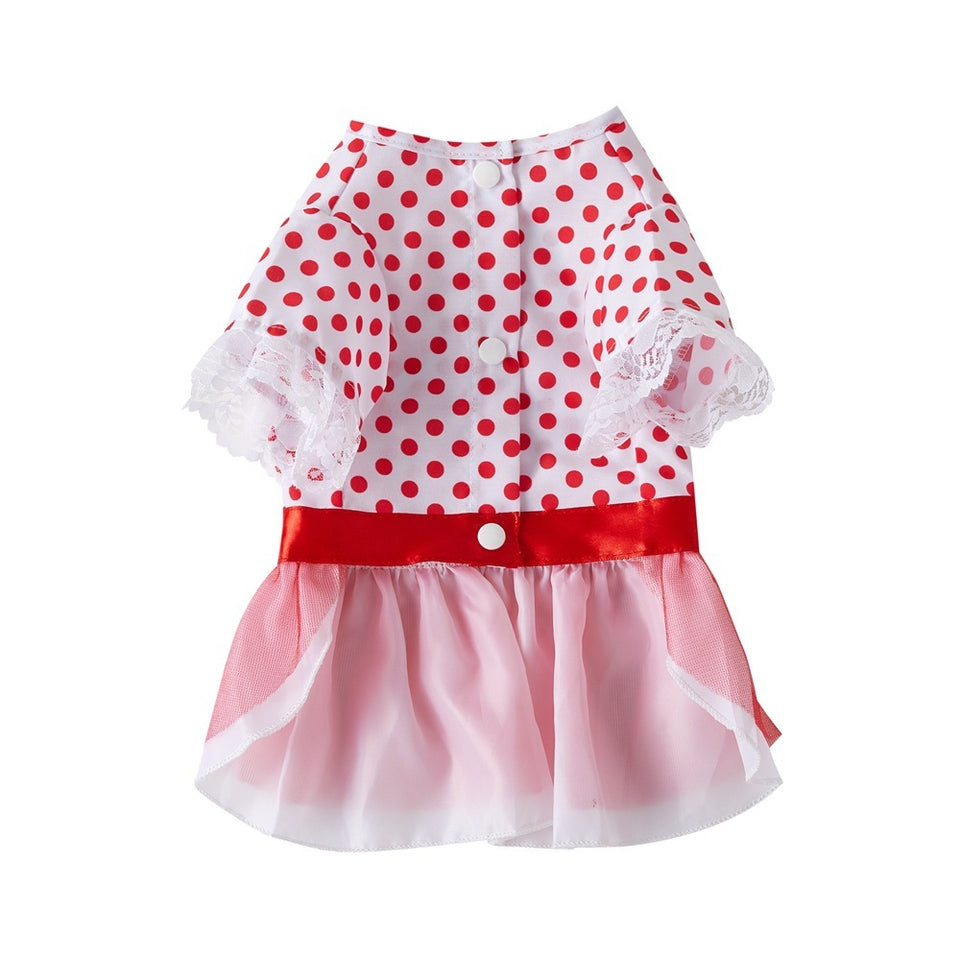 Dog Clothes Pet Polka Dot Breathable Princess Tulle Skirt