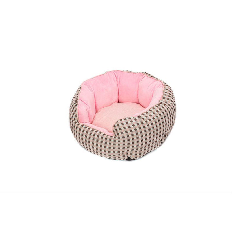 Lit pour animal de compagnie, panier d'hiver chaud, lit pour chien et chat, en laine douce avec motif à pois, niche pour animal, tapis amovible, forme octogonale, canapé-lit pour chien et chat