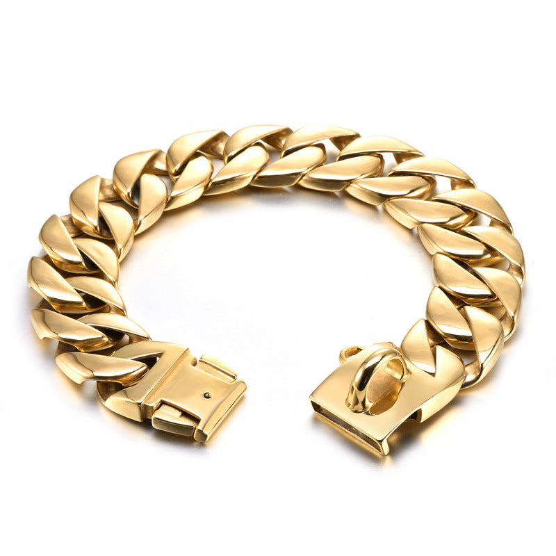 Collier pour chien renforcé en acier inoxydable et acier titane de 42 mm de largeur