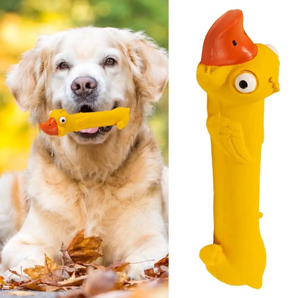 Jouet pour chien en latex pour le grincement des dents, jouet durable pour la santé dentaire, jouet couineur en forme de canard jaune mignon pour le soulagement de l'ennui et le soin des dents