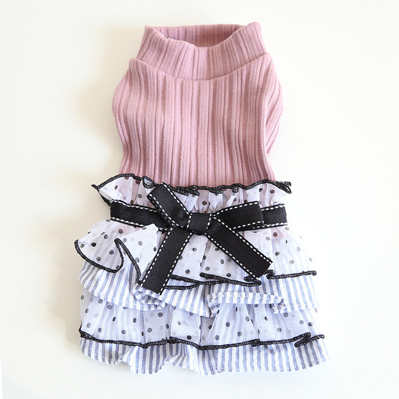 Robe de gâteau en dentelle à pois pour animaux de compagnie