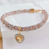 Cat Collar Heart Jewel Pendant Party Reflex Rhinestone Necklace