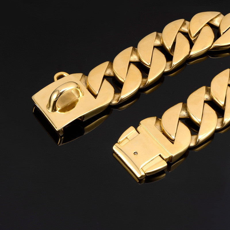 Collier pour chien renforcé en acier inoxydable et acier titane de 42 mm de largeur