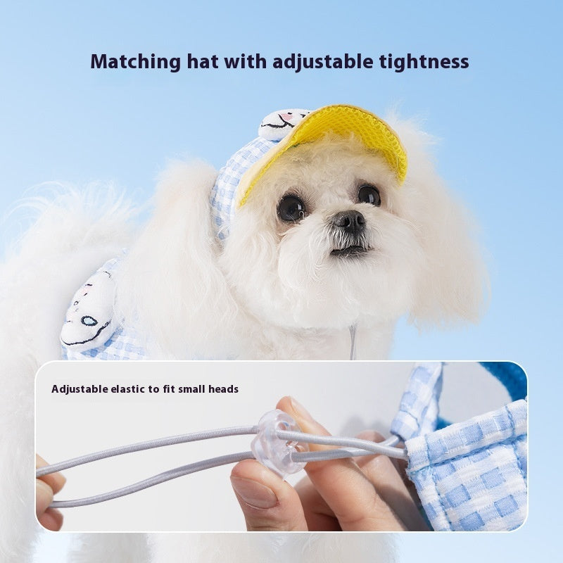 Chapeau de soleil d'extérieur pour chien et chat, harnais de poitrine avec sangle anti-étranglement