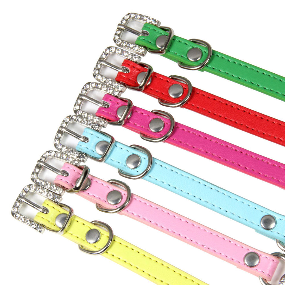 Cute Cat Traction Rope Crystal Diamond Bone Pet Collar