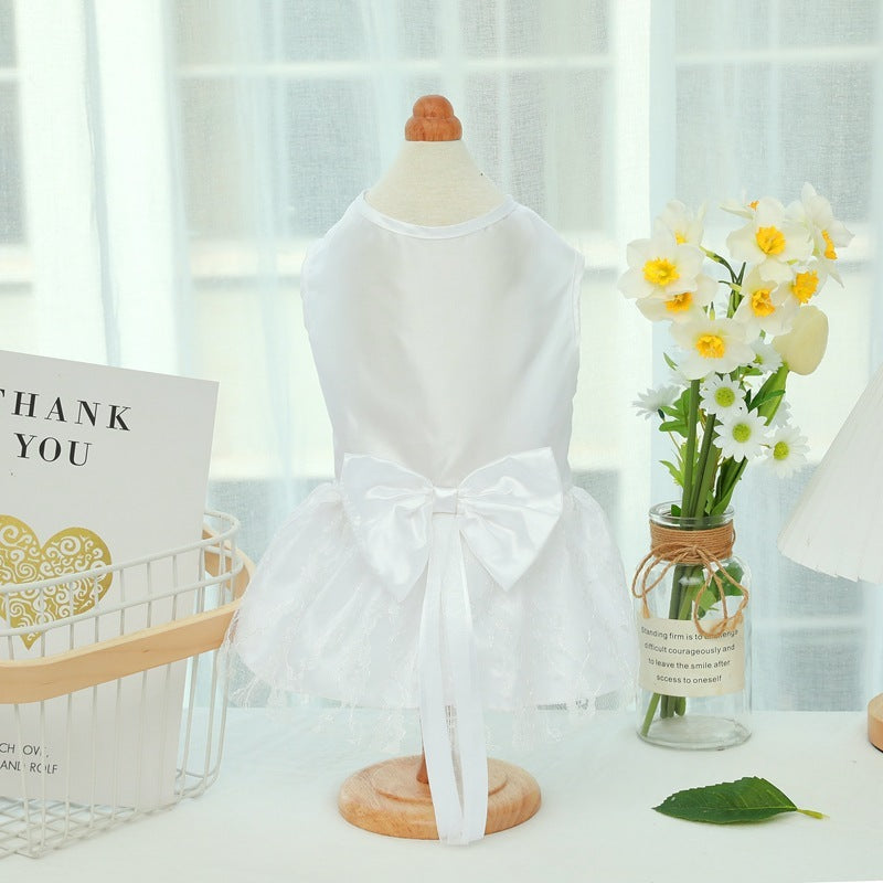 Robe de mariée à nœud pour animal de compagnie, jupe fine pour chien