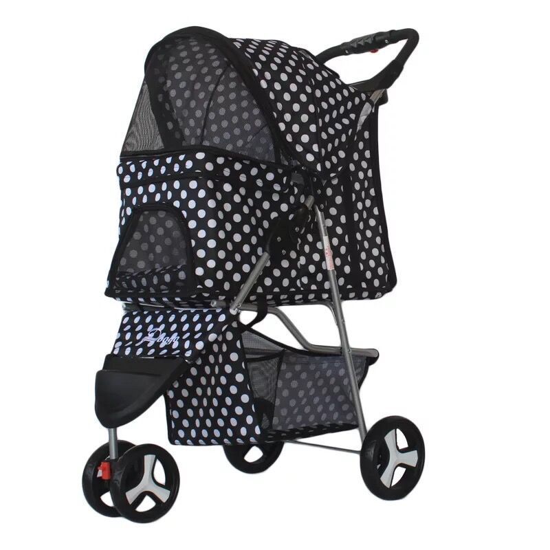 Poussette pliable légère pour chiens et chats, poussette pour animaux de compagnie à trois roues, fournitures pour poussettes pour animaux de compagnie.