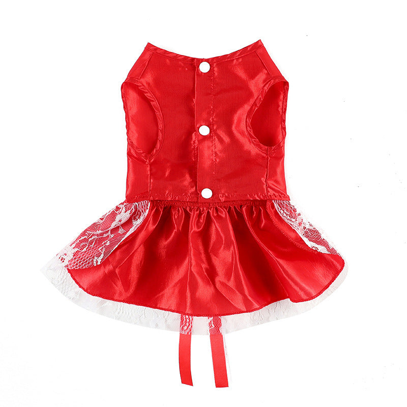 Pet Wedding Dress Bowknot Dog Thin Skirt