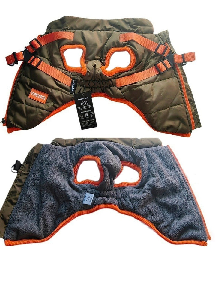 Pet Winter Clothes Plus Velvet Thick Cotton-padded Winter Warm Dog Vest Two-legged Small And Medium-sized Dog Ski Suit