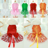 Pet Wedding Dress Bowknot Dog Thin Skirt