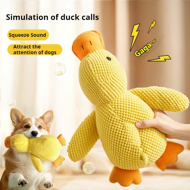 Jouet en Peluche pour Animaux de Compagnie, Canard Apaisant pour Chien, Jouets en Peluche Canard, Jouet à Mâcher Couineur pour Chiot, Jouet Oreiller à Mâcher pour le Nettoyage des Dents des Animaux de Compagnie, Fournitures pour Animaux de Compagnie