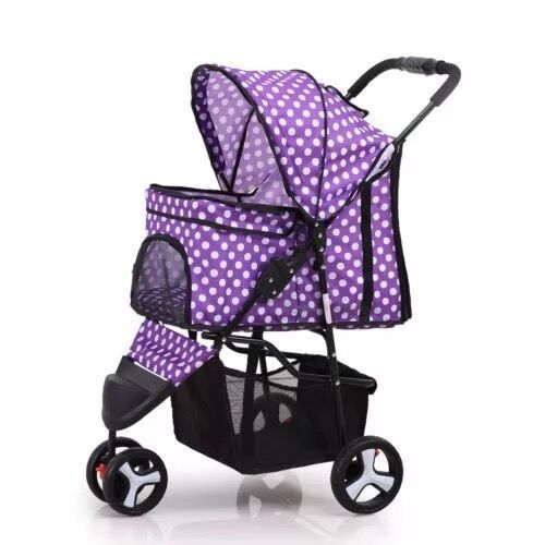 Poussette pliable légère pour chiens et chats, poussette pour animaux de compagnie à trois roues, fournitures pour poussettes pour animaux de compagnie.