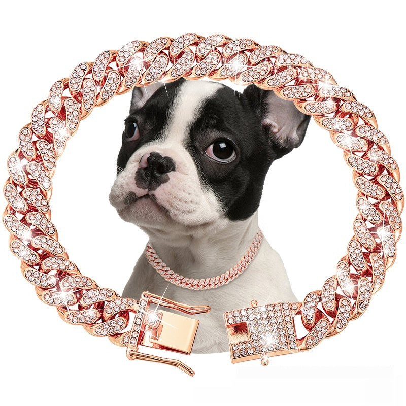 Collier Diamant pour Animaux de Compagnie Chaîne Maille Cubaine Petits Chiens Moyens Grands Chiens et Chats