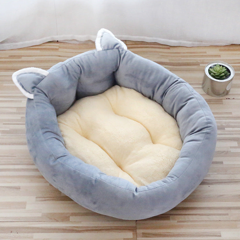 Coussin de lit pour animal de compagnie épais à dossier haut avec motif cartoon
