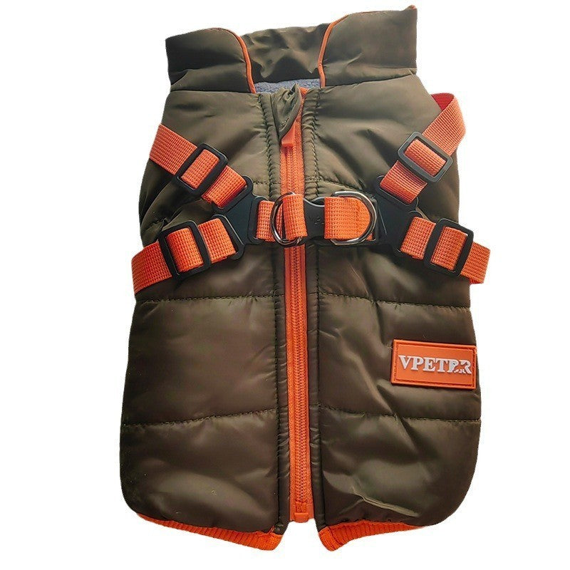 Pet Winter Clothes Plus Velvet Thick Cotton-padded Winter Warm Dog Vest Two-legged Small And Medium-sized Dog Ski Suit