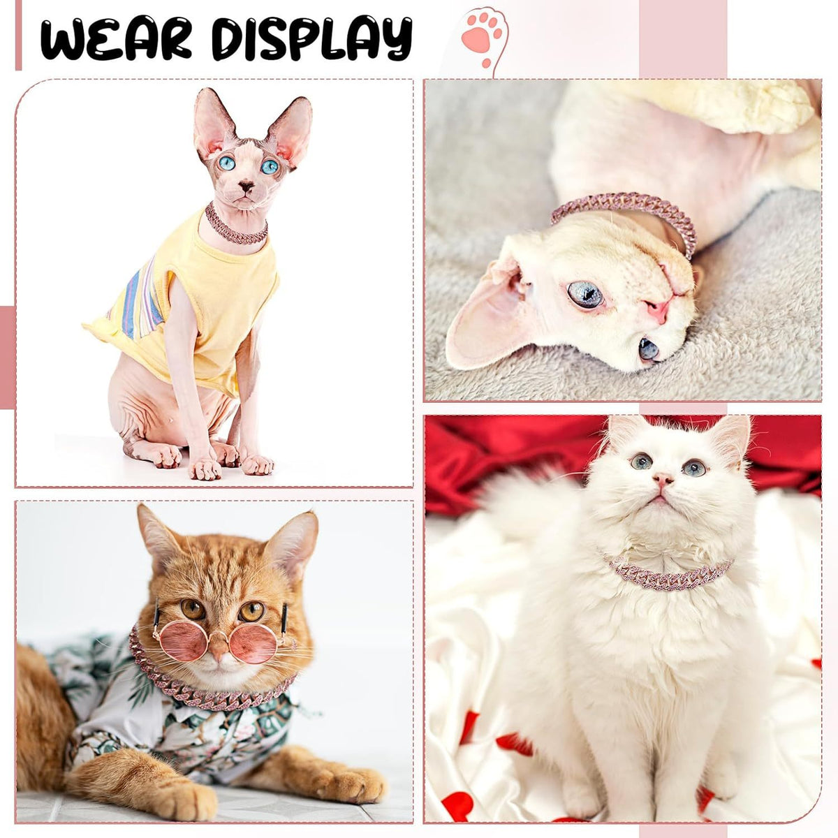 Collier pour chien en métal, chaîne pour chat, bijou avec cristaux pour animaux de compagnie, accessoires pour chiens et chats de petite, moyenne et grande taille